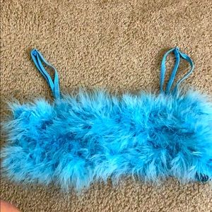 Blue feather bandeau top